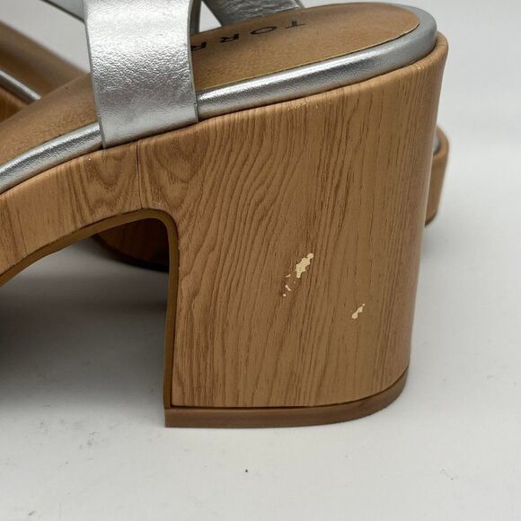 Torrid Silver and Brown Platform Heel Sandals - Size 8WW - Picture 6 of 9